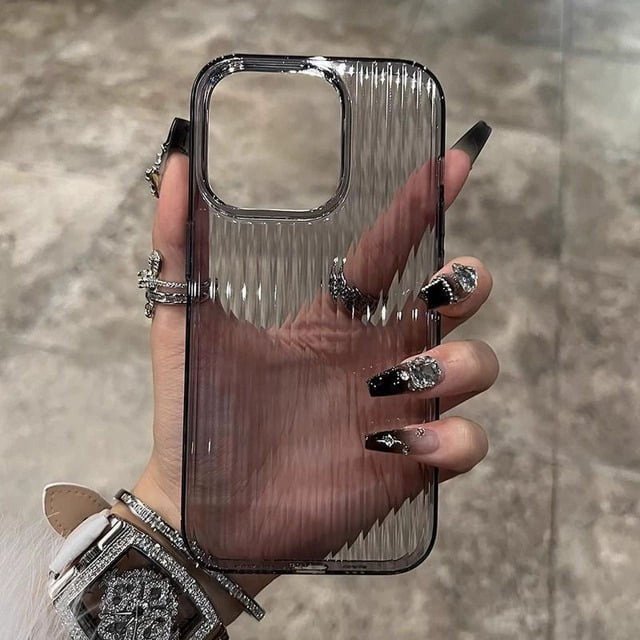 Soft Corrugated Transparent Phone Case For iPhone 11 12 13 14 15 Pro Max Shockproof Silicone Clear Bumper Cover