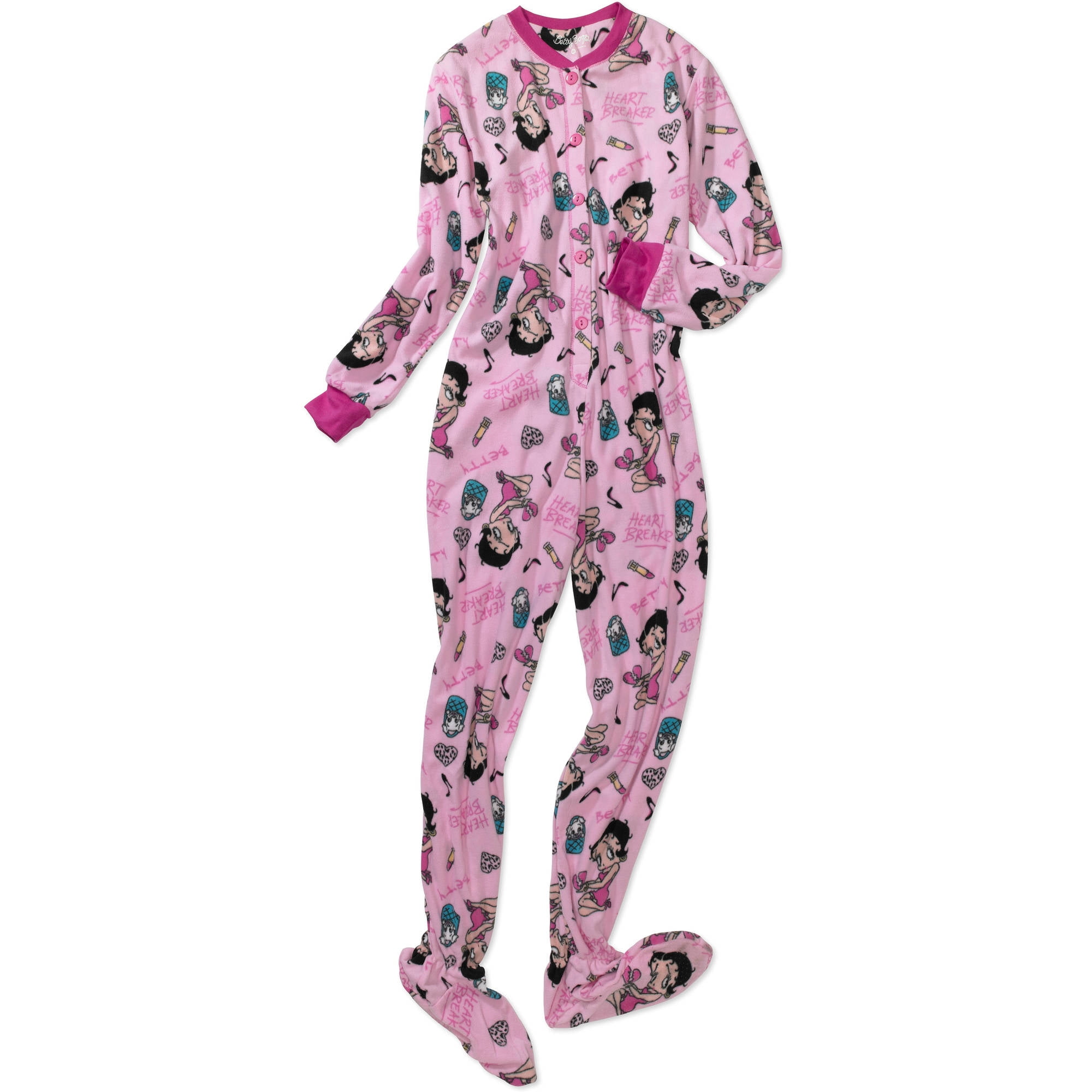 Women's Print Fleece Footed Pajamas