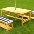 thumbnail image 2 of KidKraft Outdoor Wooden Table & Benches with Cushions & Umbrella, Navy, 2 of 7