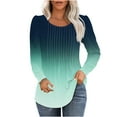 thumbnail image 2 of Cavosen Womens Dressy Tops Long Sleeve Soft Pullover Tunic Tops Crewneck Comfort Gradient Shirts Flowy Loose Fit Blouse Ruched Pleated Tees Novelty Lightweight Autumn Green M, 2 of 8