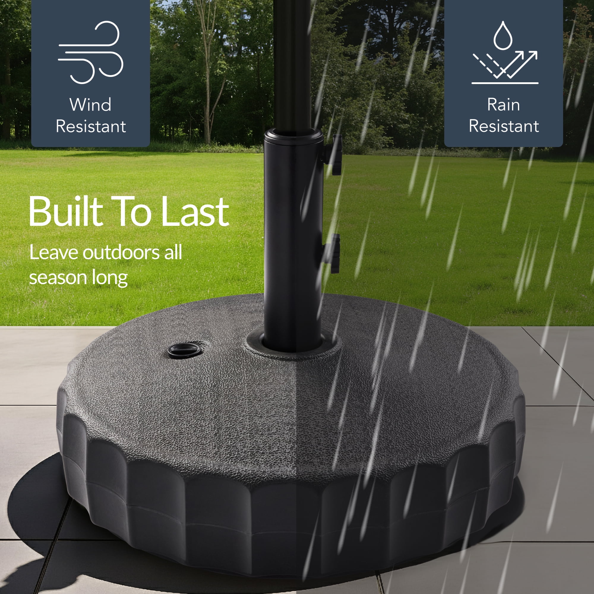 Best Choice Products Fillable Plastic Patio Umbrella Base Stand, Pole Holder w/ Adjustment Knob, Fluted Style