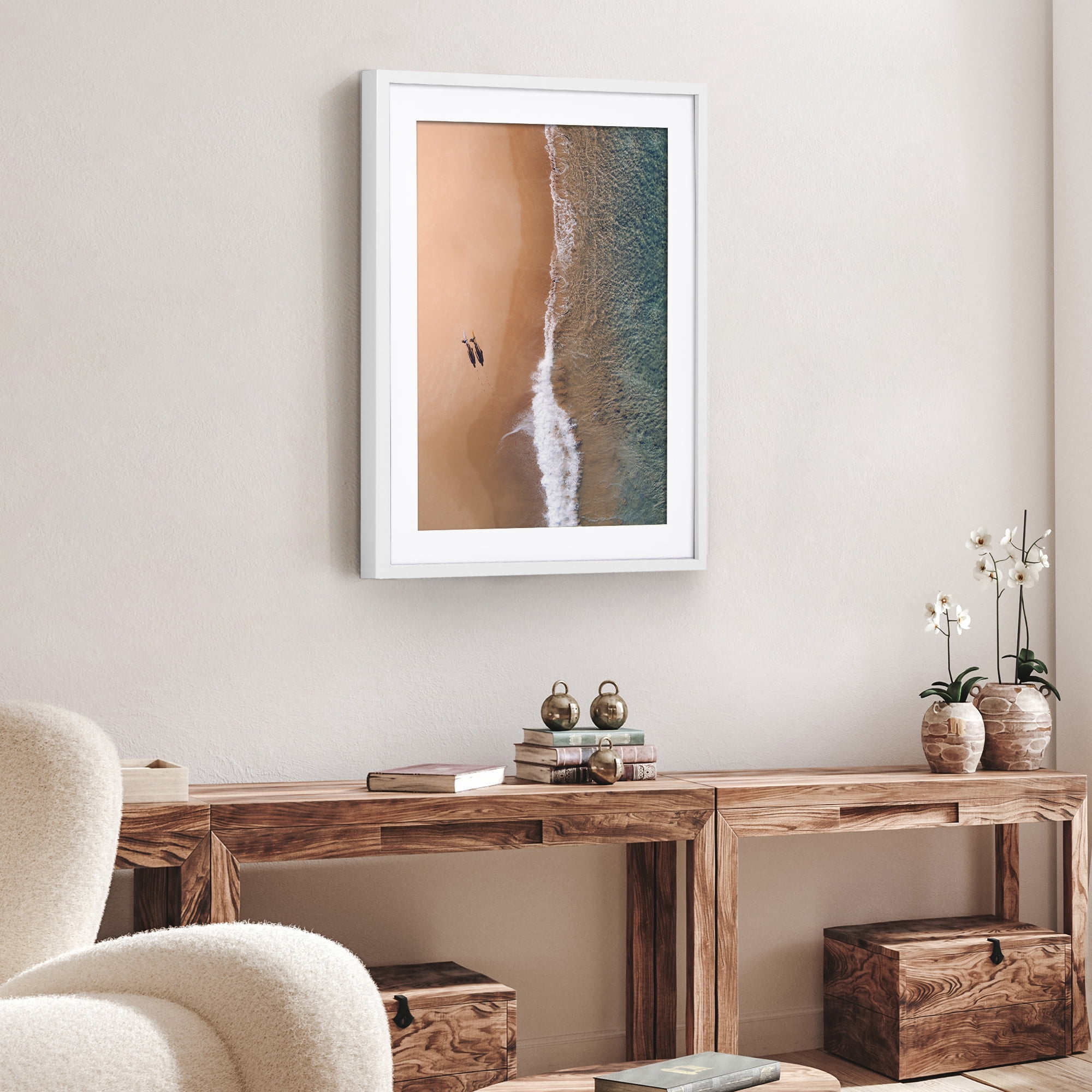 Americanflat 22" x 28" Gallery-Style Picture Frame with Mat to Secure Artwork, Prints, and Photos - White