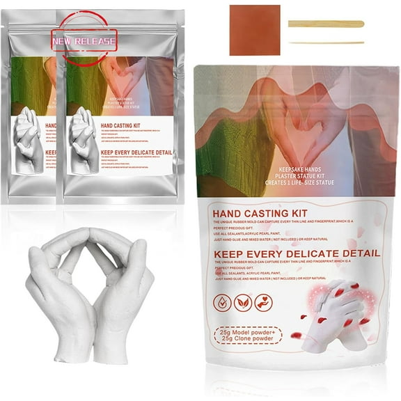 3D Handprint Kit for Couples & Baby Keepsakes (25g 25g) | Alginate Molding & Plaster Casting Powder | Fast-Setting Hand & Footprint Memory Kit