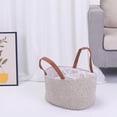 thumbnail image 4 of Unique Bargains 1 Pack Woven Storage Basket Bin with Divider and Handle Brown L, 4 of 7