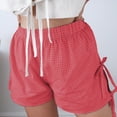 thumbnail image 2 of WAYUTE Womens Shorts Retro Checkered Adjustable Side Straps Solid Color Shorts Trendy Streetwear Casual Soft Comfort Summer Dailywear, 2 of 5