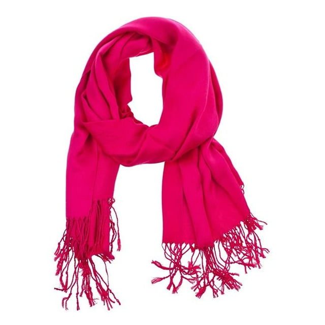 Best Desu PTSHOTP Foulard Châle Pashmina à Pompons Foulard Wrap Rose Vif