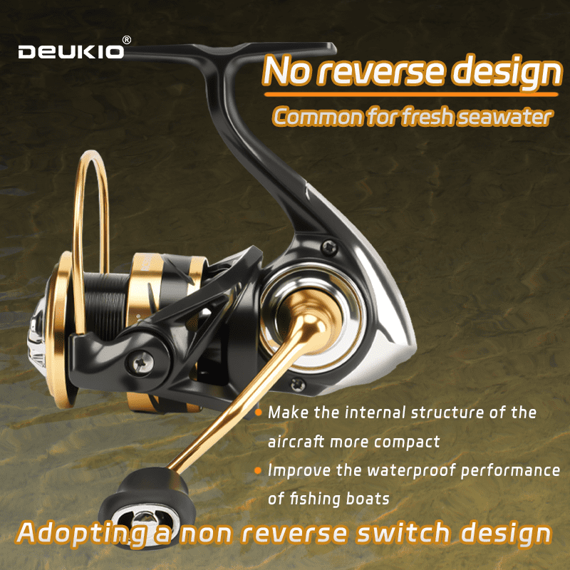 DEUKIO No Gap Water Resistance Lure Spinning Reel CNC Screw in Handle Fine Carving Spool Fishing Reel for Saltwater Freshwater