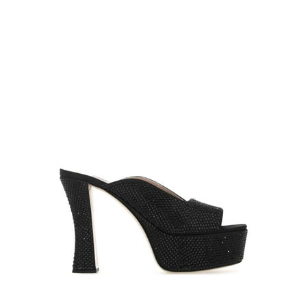 

Embellished fabric mules
