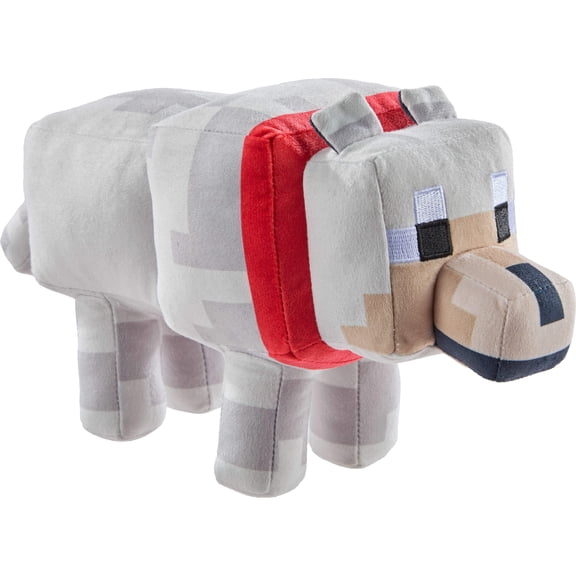 Minecraft Plush Tamed Wolf Toy, 8-inch Soft Doll, Collectible Inspired by The Video Game Character