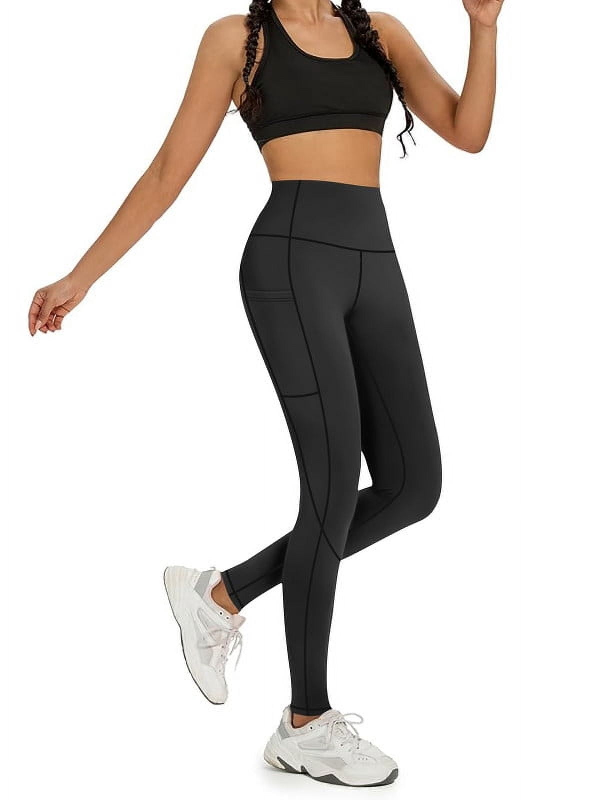 Funidos Women's High Waisted Yoga Pants with X-Band Side Pockets Tummy Control Workout Leggings for gym running