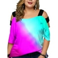 thumbnail image 2 of Mytrendy Women Plus Size Printed Hollow Out 3/4 Sleeve Casual Baggy Top Blouse, 2 of 4