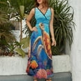 thumbnail image 3 of Nautical Green Sea Turtles Art Sleeveless Dress Women's Summer Suit Dresses for Women 2025 Luxury Party Dress, 3 of 6