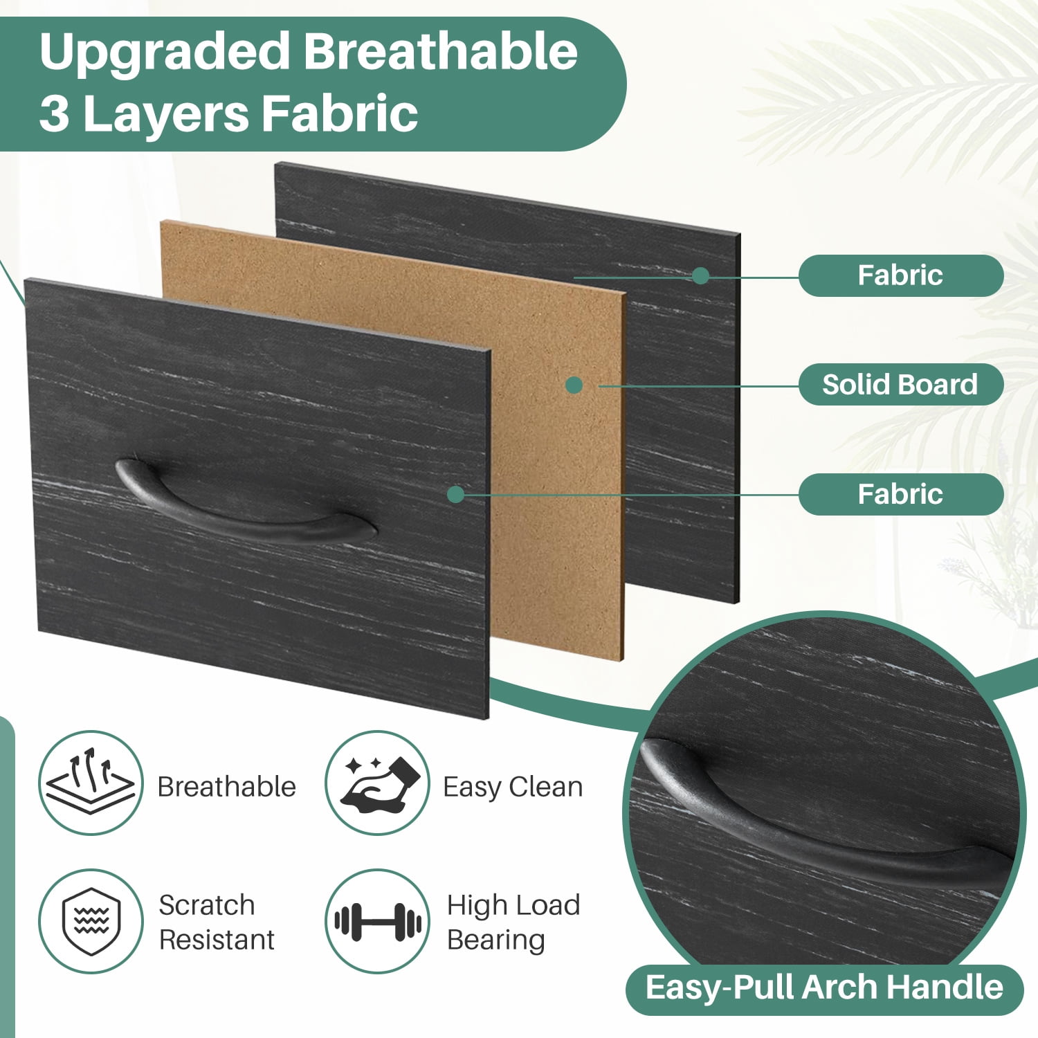 Beddle Dresser with 5 Fabric Drawers for Bedroom, Wide Storage Chest with Drawer Organizer for Closet or Living Room, Black