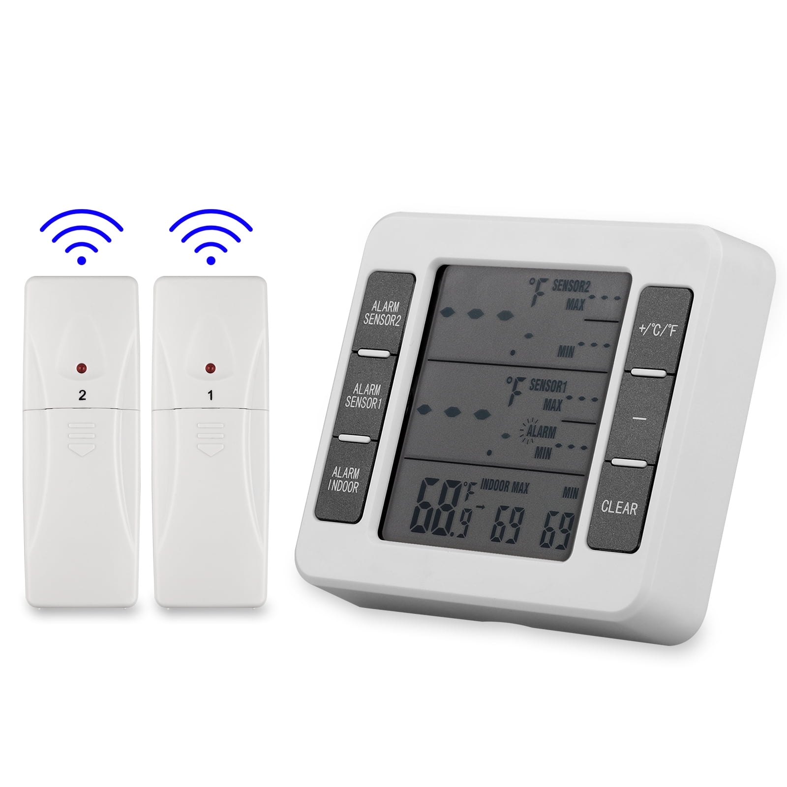 Wireless Digital Freezer Fridge Thermometer Indoor Outdoor Alarm Magnet Sensor 