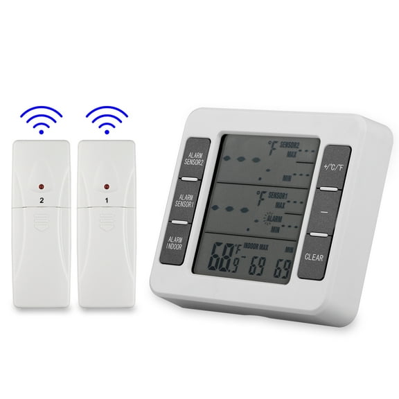 EEEkit Wireless Digital Freezer Thermometer, 2pcs Wireless Sensors with Audible Alarm