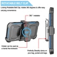 thumbnail image 5 of Apple iPhone 12 Pro Max Case, 6.7" Phone 12 Pro Max Clip Belt Holster, Takfox Shockproof Swivel Defender Heavy Duty Armor Protective Cases & 2 PCS Screen Protector with Kickstand Rugged Cover, Blue, 5 of 7