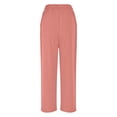 thumbnail image 4 of Prime Today, lcziwo Capri Pants for Women Solid Casual Cotton Cropped Sweatpants Drawstring High Waisted Wide Leg Capri with Pockets Vacation Outfits Pink XL, 4 of 8