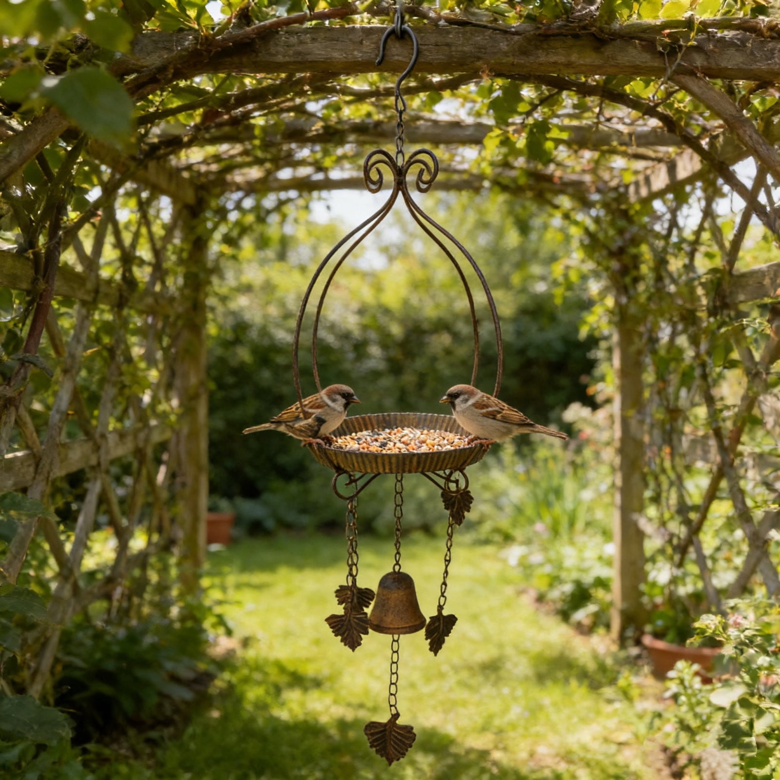 Gazebo Style Metal Hummingbird Feeder For Outdoor Garden And Patio Decorative Wrought Iron Hanging Bird Feeder Easy Clean