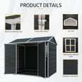 thumbnail image 5 of 8x6 ft Heavy-Duty Waterproof Resin Storage Shed with Floor, 2 Windows & Lockable Door – Outdoor Garden Tool Shed for Patio & Backyard, Black., 5 of 7