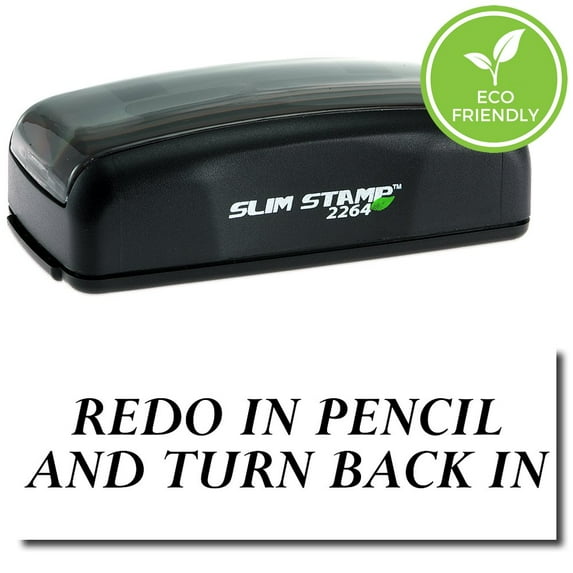 Large Pre-Inked Redo In Pen And Turn Back In Stamp with Black Ink