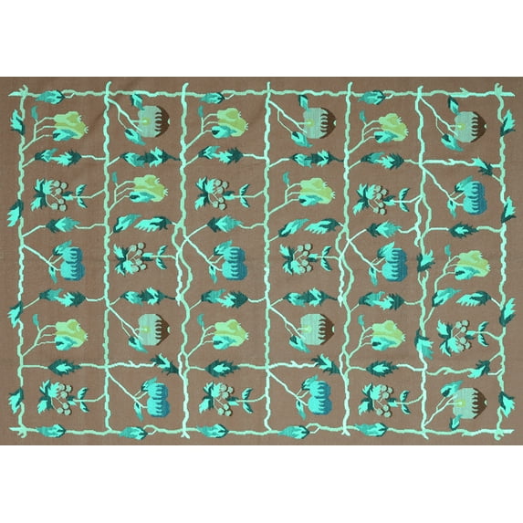 Ahgly Company Indoor Rectangle Abstract Turquoise Blue Contemporary Area Rugs, 3' x 5'