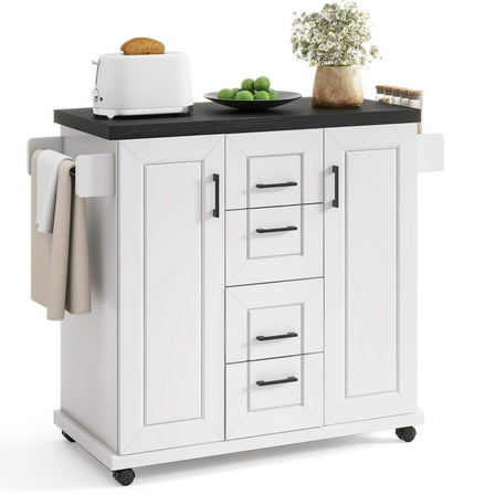 Costway Rolling Kitchen Island Cart on Wheels Mobile Serving Utility Trolley Cart