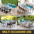 thumbnail image 5 of Dark Teal Beach Table Cloths for 3 Foot Rectangle Tables, Summer Sea Waves Coastal Nautical Patio Waterproof Elastic Fitted Tablecloths, Washable Rectangular Table Cover for Camping, 5 of 8