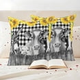 thumbnail image 3 of Farm Pillow Covers 2 Pack Retro Farmhouse Donkey Pig Cow Sunflower Wood Fence Black Plaid Pillowcase Waterproof Outdoor Throw Pillow Cover for Patio Garden Square Cushion 16”x16”, 3 of 9