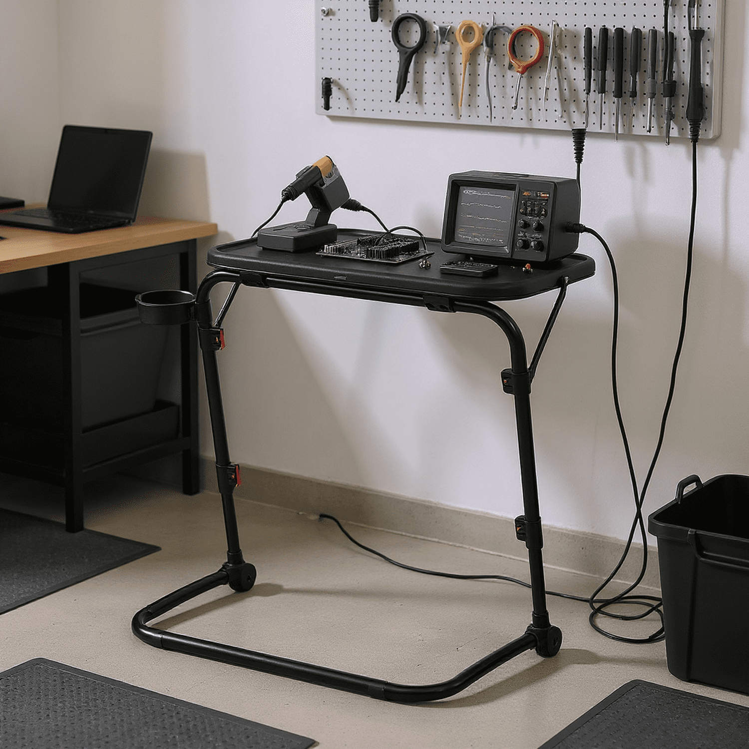 Homy Casa Adjustable Folding Desk with Cup Holder, Portable Table for Study, Office, and Dorm