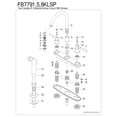 thumbnail image 4 of Kingston FB7798KLSP Knight Two-Handle 4-Hole 8" Centerset Kitchen Faucet with Side Sprayer in Brushed Nickel, 4 of 5
