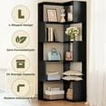 thumbnail image 6 of IRONCK 5-Tier Corner Bookcase, Modern L-Shaped Bookshelf, Open Storage Display for Office Living Room, Black, 6 of 9