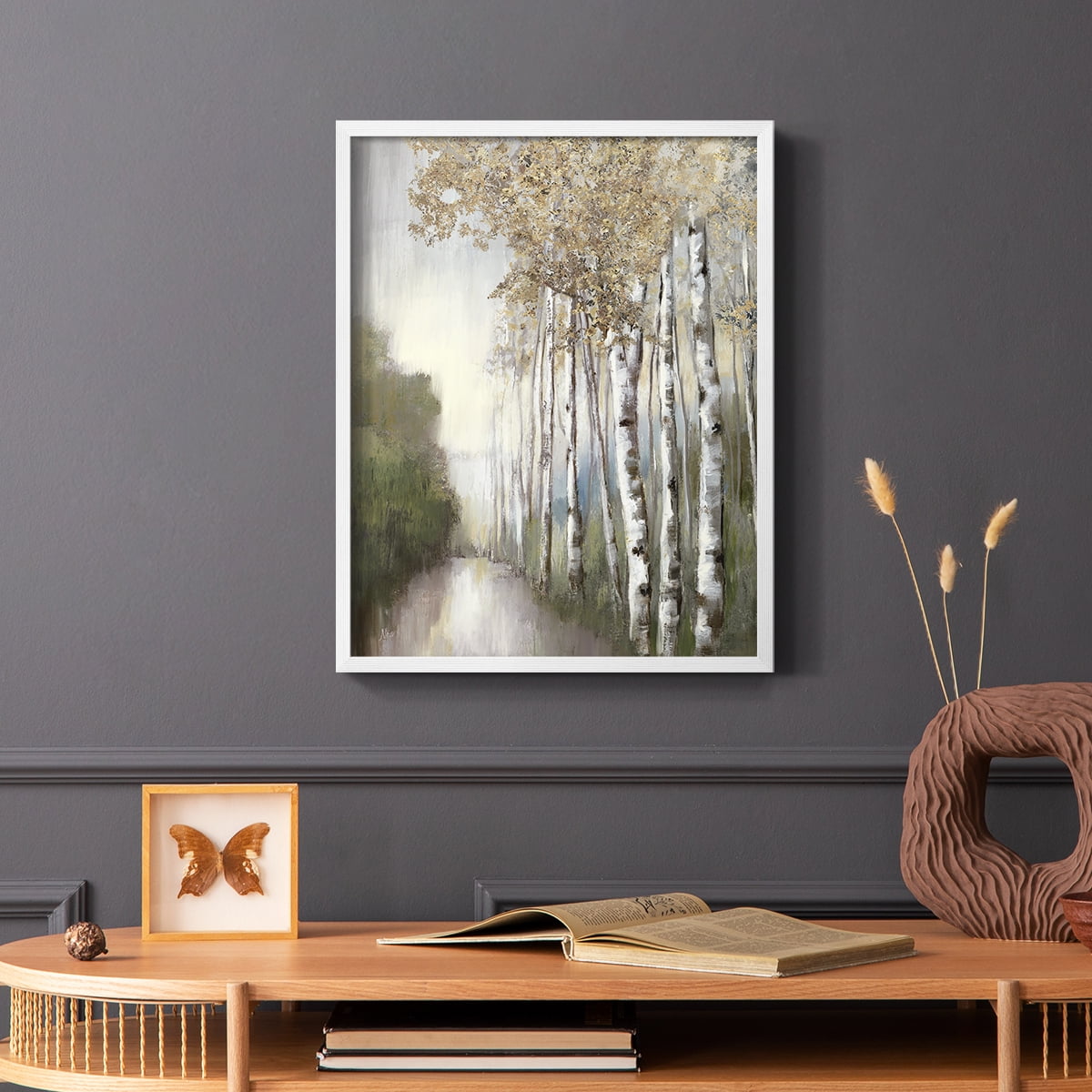 Woodland Walk Neutral Framed Print - Solid Wood in Single Picture Frame Solid Wood 2 Framed Print