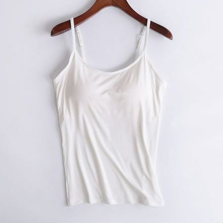 

Yuwull Ladies Camisole Tak Top with Built in Bras No Steel Rings Cup One Body Bottom Underwear Yoga Sports Vest Clear 10
