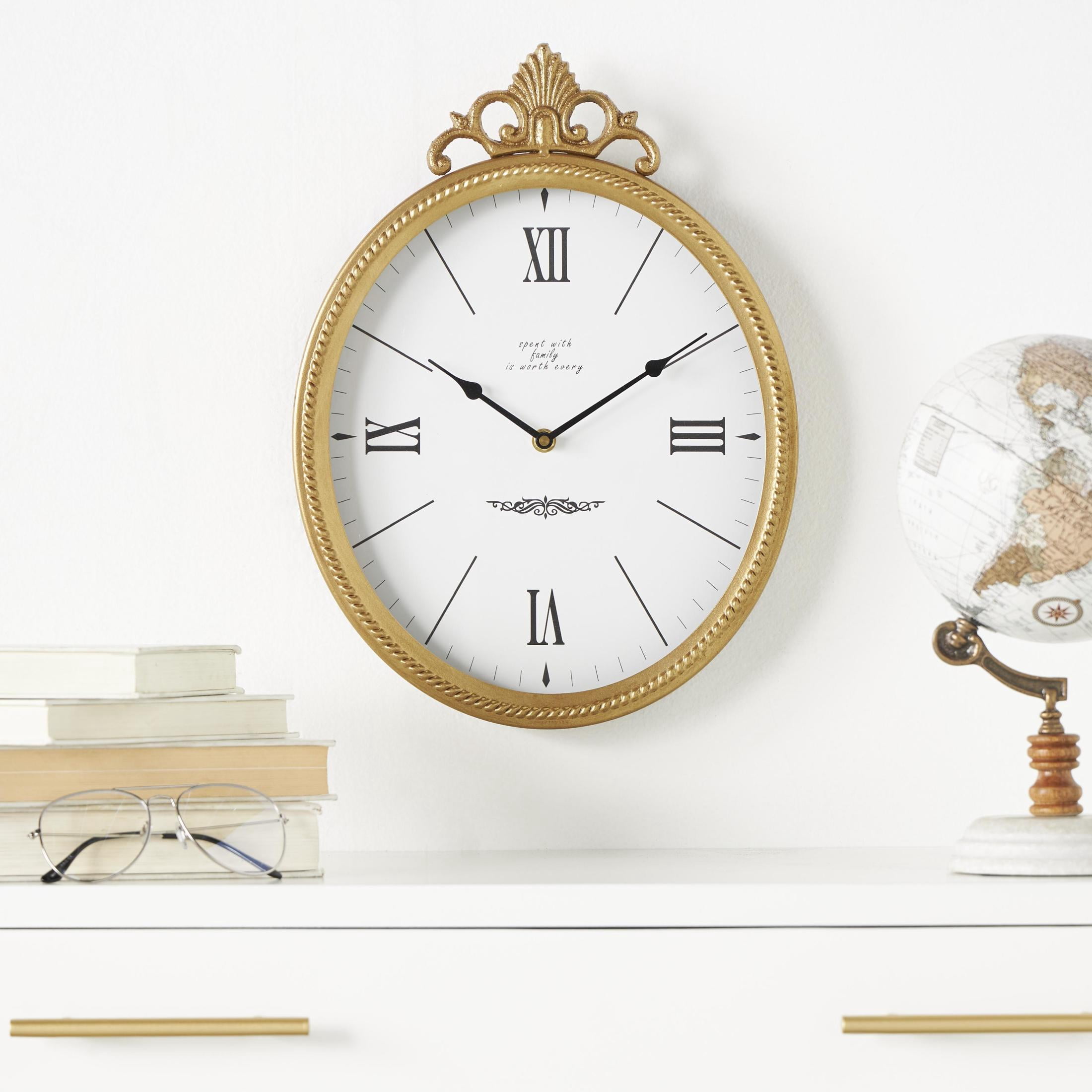 DecMode 11" Gold Metal Scroll Antique Inspired Wall Clock with Finial