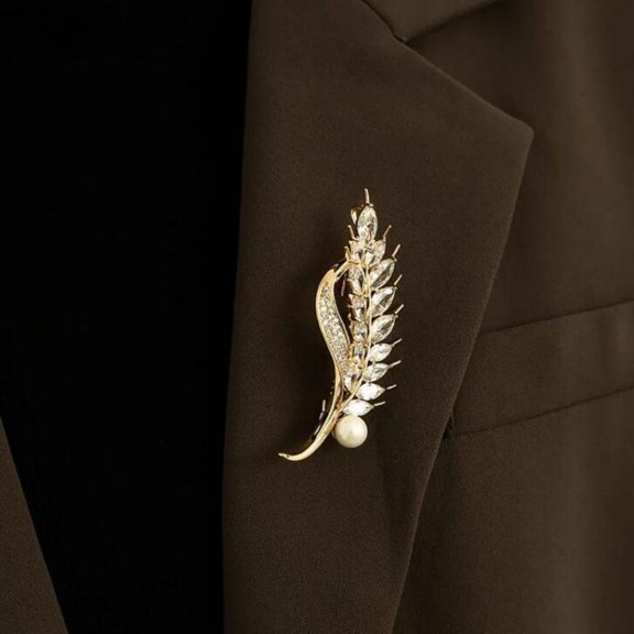 Wheat Brooch Gold-Tone Metal Suit Lapel Pin Secure Blazer Accessory For Women Men