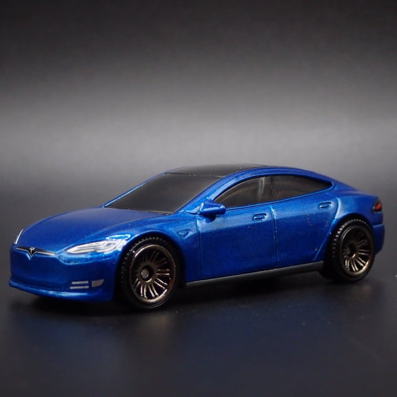 Open Box 2016-2025 TESLA MODEL S BLUE 1/64 SCALE COLLECTIBLE DIORAMA DIECAST MODEL CAR