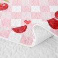 thumbnail image 5 of Erosebridal Watercolor Cherry Bow-tie Twin Quilt Set for Girls Women, Pink Checkered Gird Twin Coverlet Set, 2 Pieces, 5 of 7