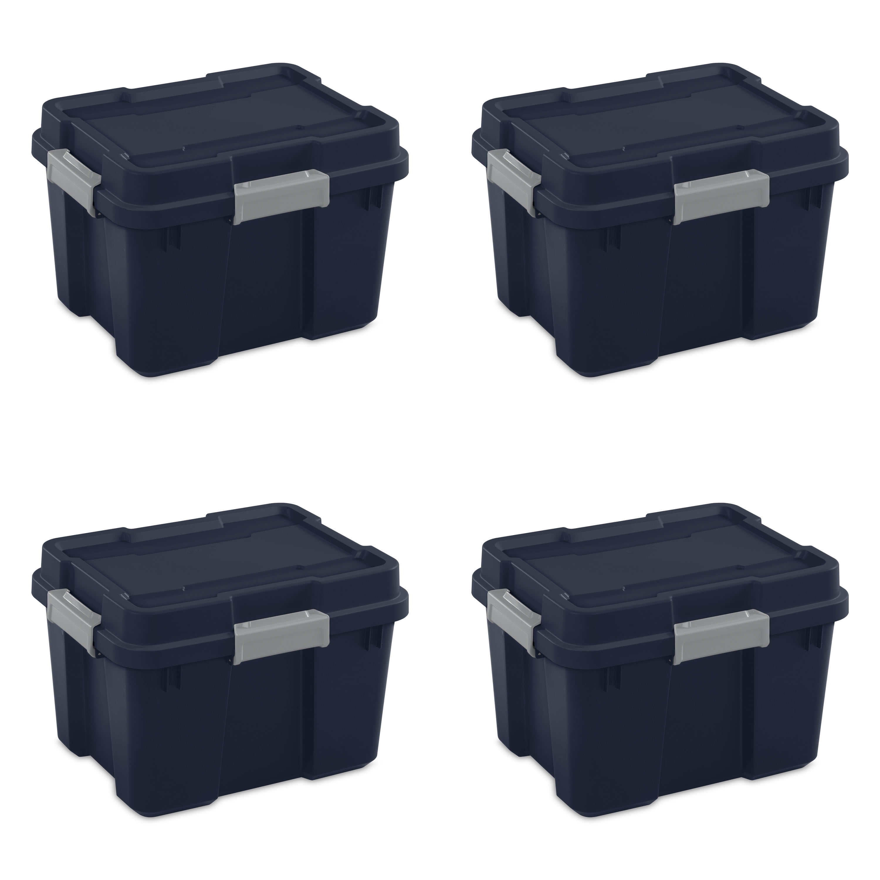 Sterilite Plastic 20 Gallon Gasket Tote Blue Cove Set of 4