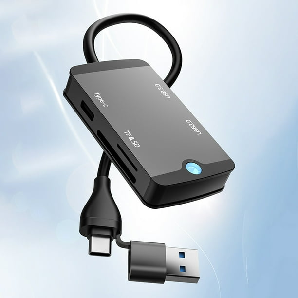 Lector de tarjetas USB C Hub portátil con puertos USB 3.0 para teléfono móvil Tablet Laptop WDOplteas Para estrenar