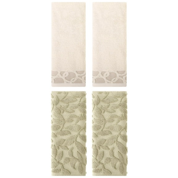 Unique Bargains 4 Pcs Cotton Soft Hand Towels Camel/Khaki 13" x 29"/14" x 30"