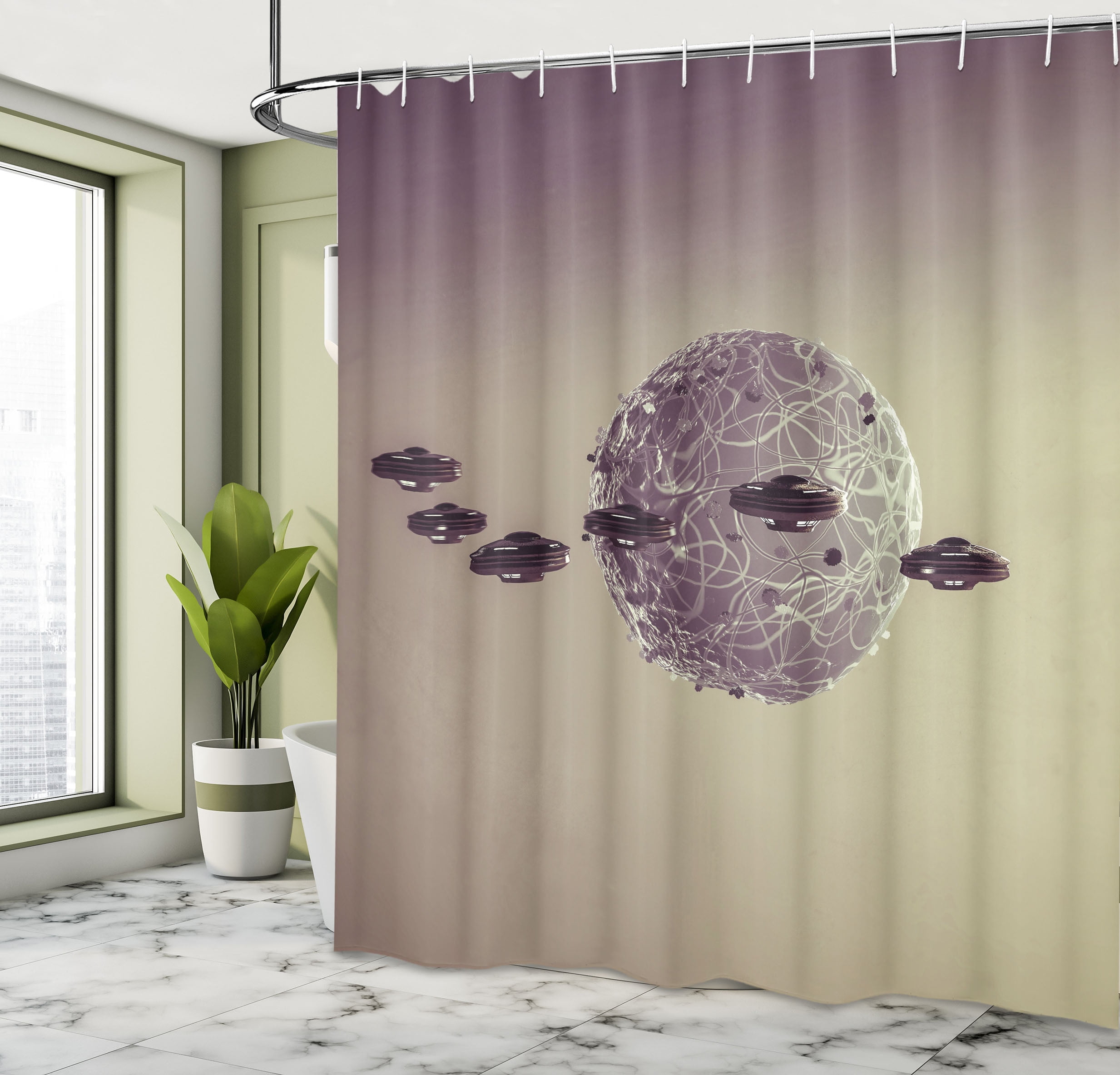 Star Alien Wars Printed Pattern 180x180cm Shower Curtain Pedestal
