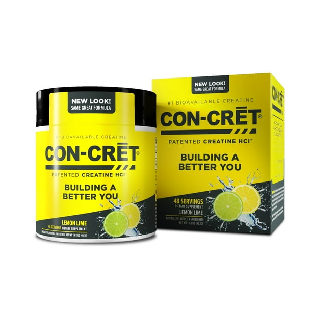 CONCRET Patented Creatine HCl Lemon Lime Powder, Workout Supplement, 48