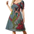 thumbnail image 3 of Vestido de manga corta con estampado folclórico húngaro Vestidos de noche para mujer Vestido de mujer, 3 of 7