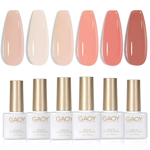 Set de esmaltes de uñas GAOY Milky Pink Jelly Nude Gel 7,3 ml x6