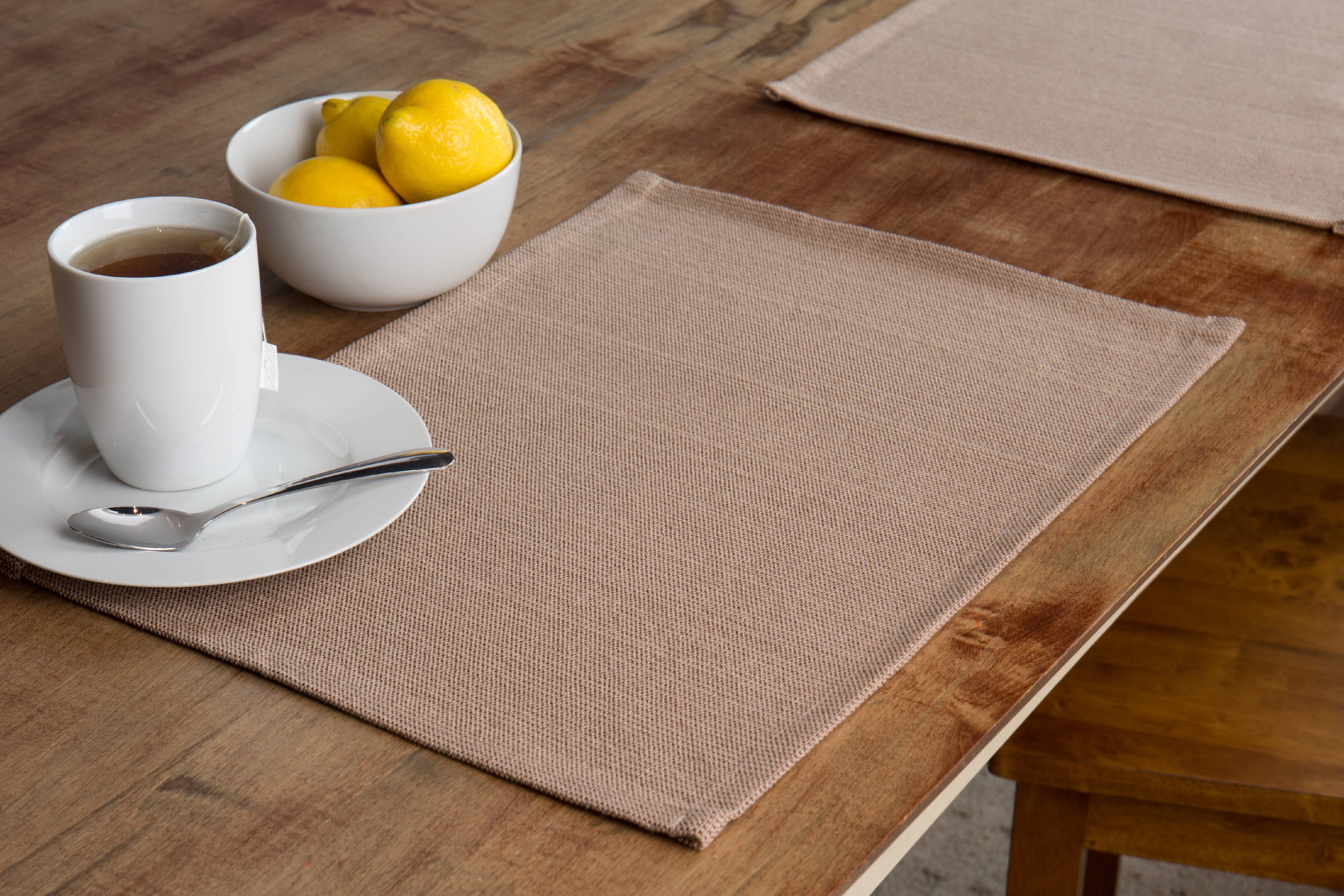 13 x 19 4 Pack Sweet Home Collection Trends Two Tone 100% Cotton Woven Placemat Chocolate