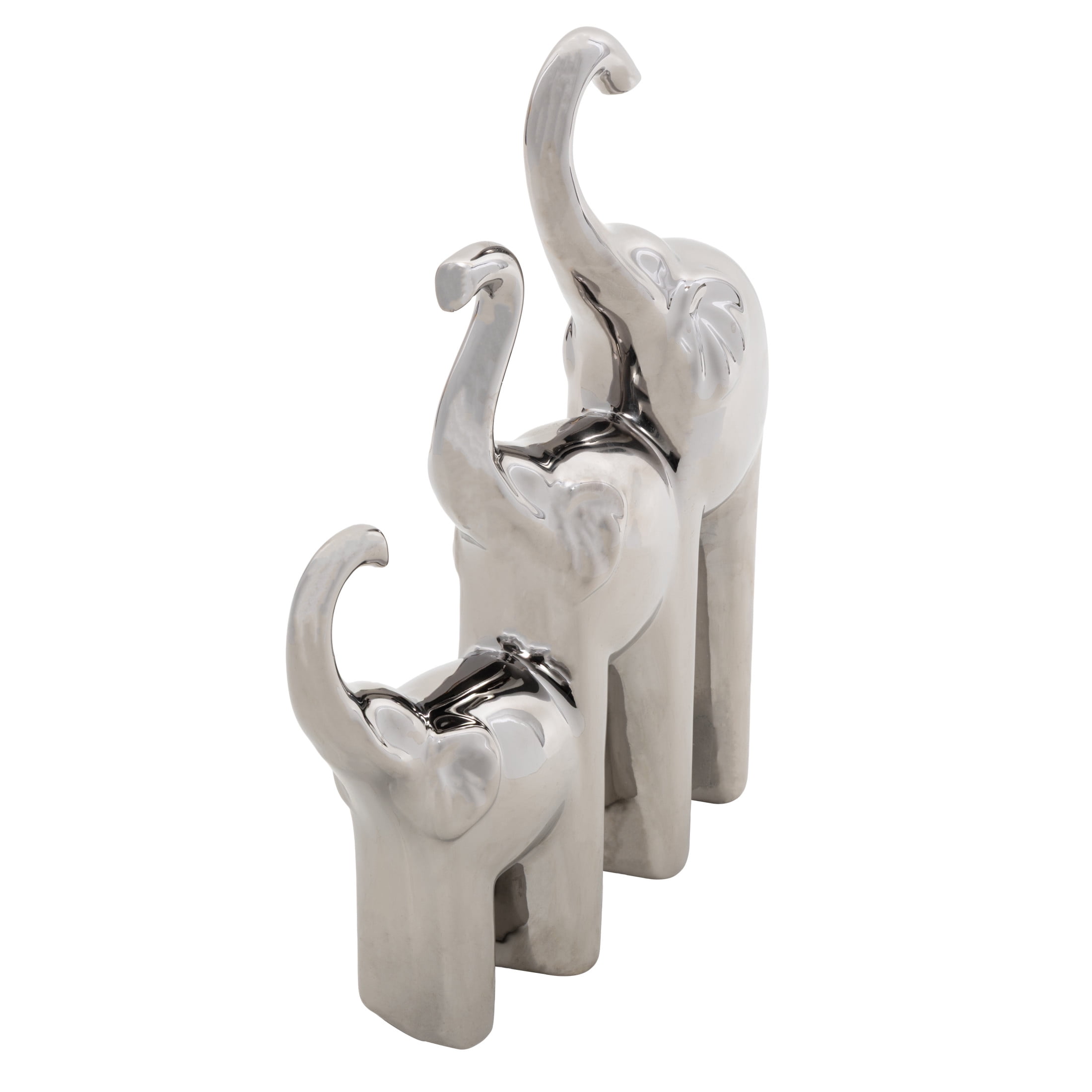 11" x 14" Silver Ceramic Elephant Sculpture, by DecMode