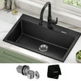 thumbnail image 2 of KRAUS Quarza 31” Drop-In / Undermount Single Bowl Granite Kitchen Sink in Black Onyx, 2 of 8