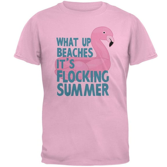Flamingo What Up Beaches It's Flocking Summer Funny Pun Mens T Shirt