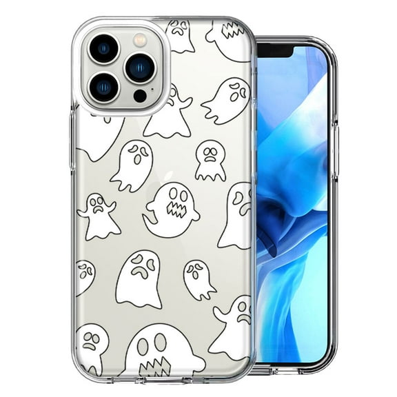 MUNDAZE Case for Apple iPhone 15 Pro Max Slim Hard Shell Soft TPU Hybrid Shockproof Heavy Duty Protective Phone Cover - Halloween Spooky Ghost Design