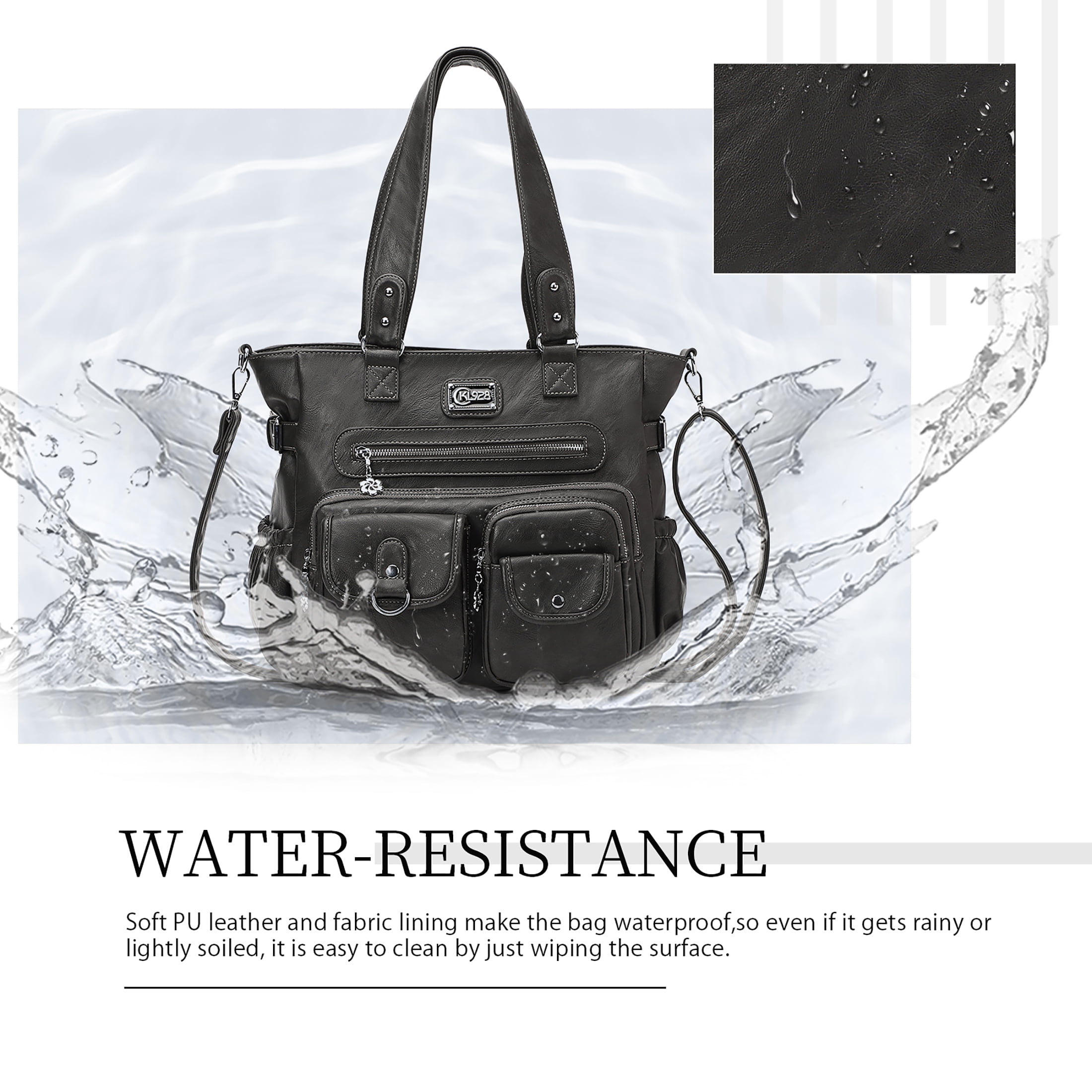 KL928 Large Purses for Women Shoulder Handbags Large Crossbody Hobo Bag for Women(Charcoal Gray)